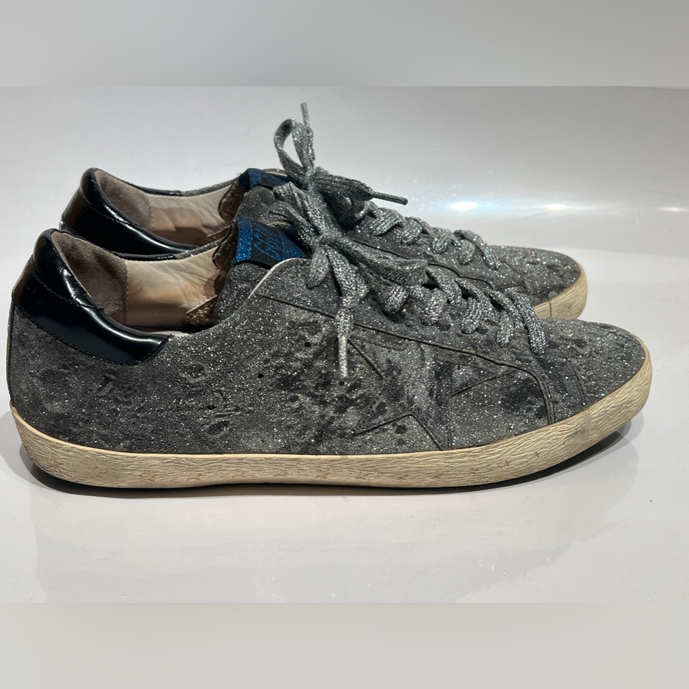 Golden goose silver metallic superstar low top sneakers